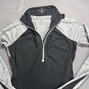Athleta Women Zip-Up‎ Sweater in Black and Gray Size XXS